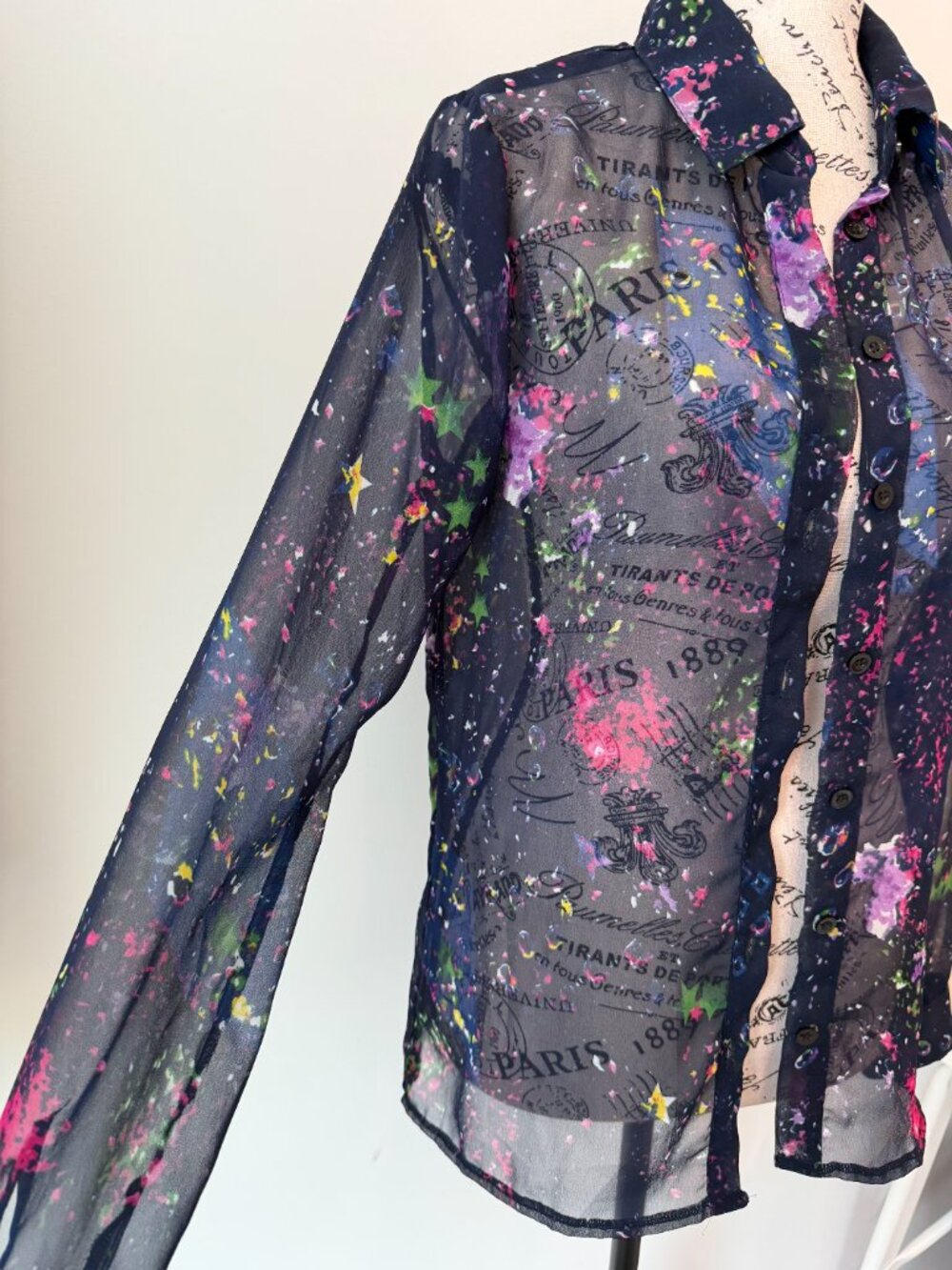 Dex Sheer Abstract Print Chiffon Blouse in purple - Picture 8 of 10